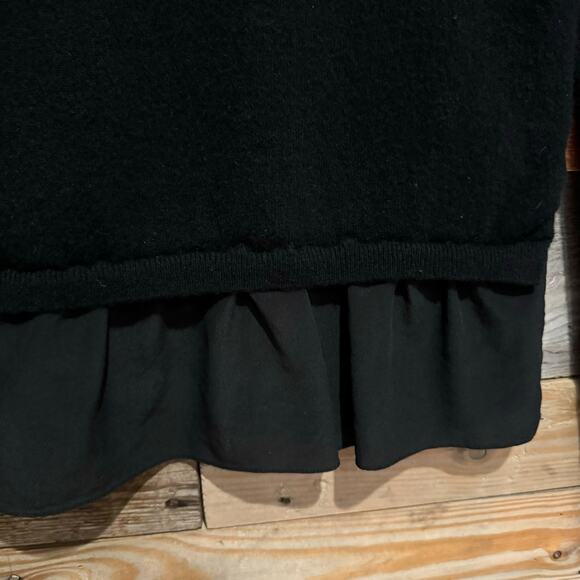 Ash Studio Paris Cashmere And Silk Skirted Crew Neck Sweater Black Sz S Minimal - Picture 7 of 11